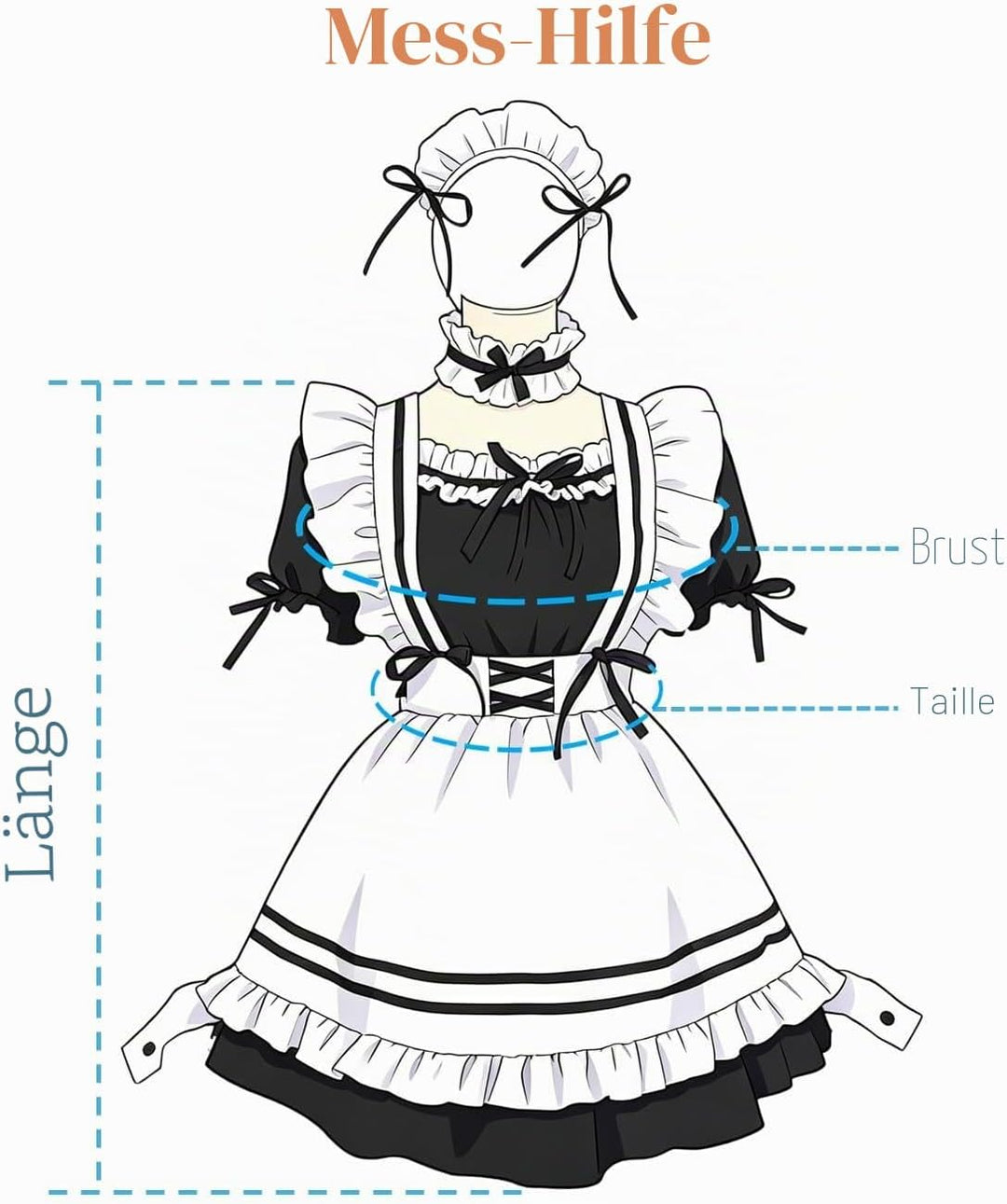 CarolynDesign Japanisches Anime Sissy Maid Dress Anime French Maid Schürze Kostümset Schwarz M, Schw