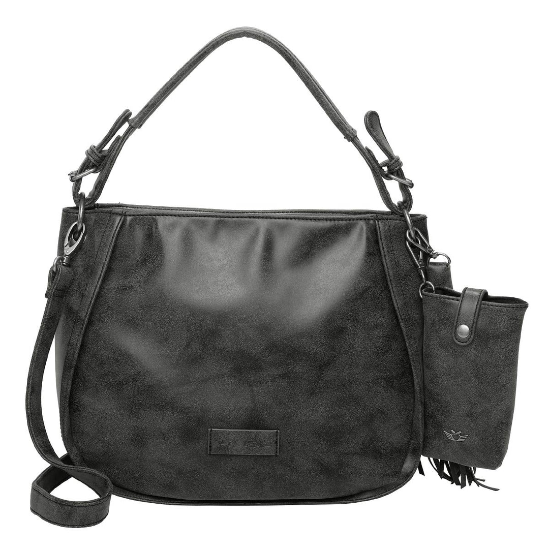 Fritzi aus Preussen Damen Fritzi 2 Medium Hobo Schultertasche Black Idol, Black Idol
