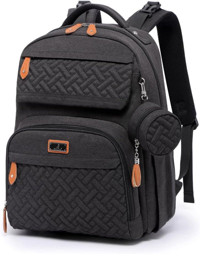 BabbleRoo Wickeltasche Rucksack Grosser Wickelrucksack mit Wickelauflage, Schnullertasche & Kinderwa