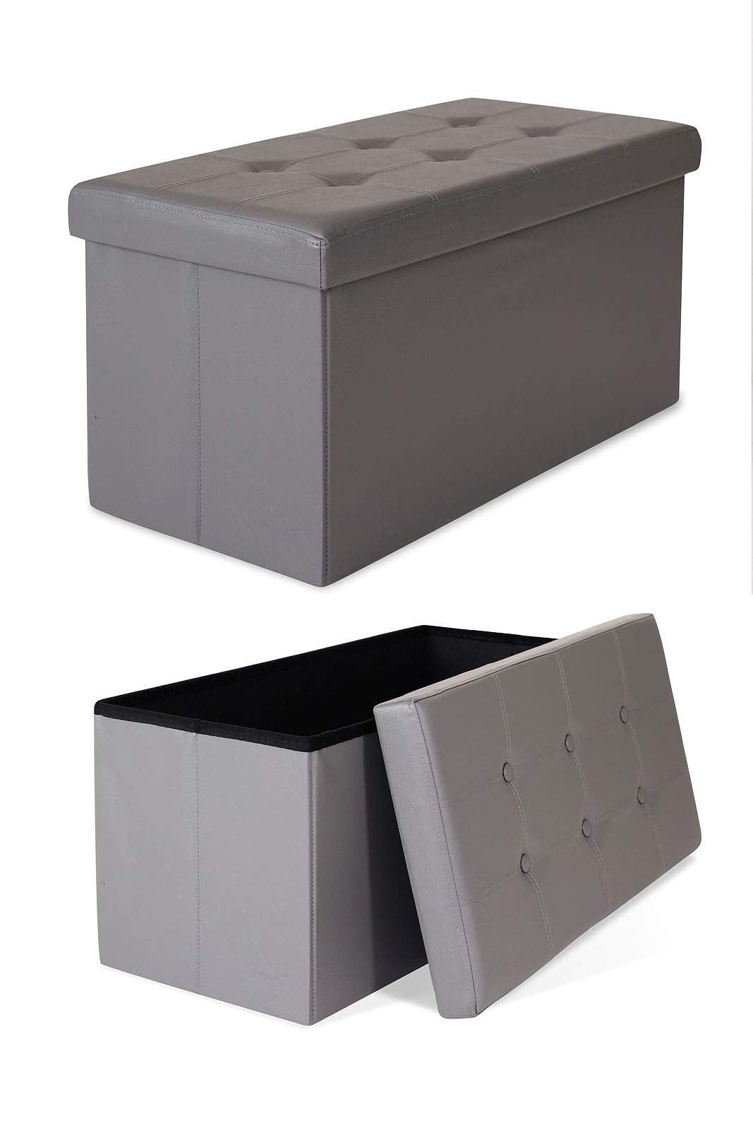 dibea Sitzhocker faltbar max 300 kg Kunstleder, 76x38x38 cm grau, 76x38x38 cm Grau