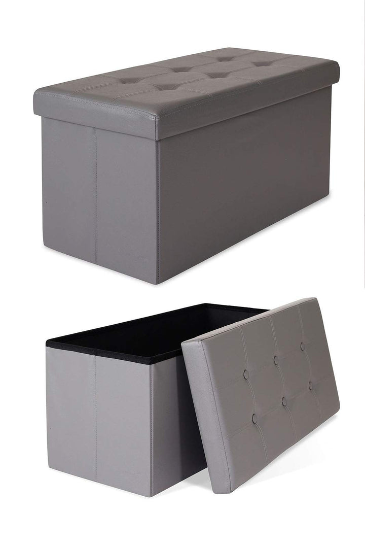 dibea Sitzhocker faltbar max 300 kg Kunstleder, 76x38x38 cm grau, 76x38x38 cm Grau