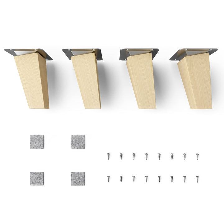 Sossai Möbelfüsse aus Naturholz Buche unbehandelt, Clif Square HMF4, 10 cm hoch, eckig, schräge Ausf