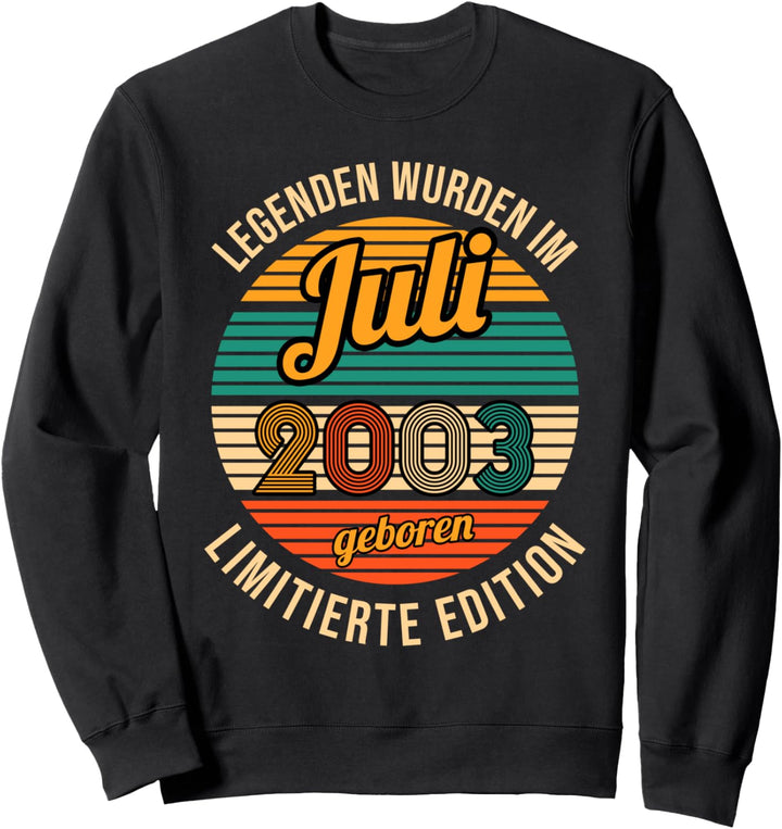 Juli 2003 18.Geburtstag Junge Sweatshirt