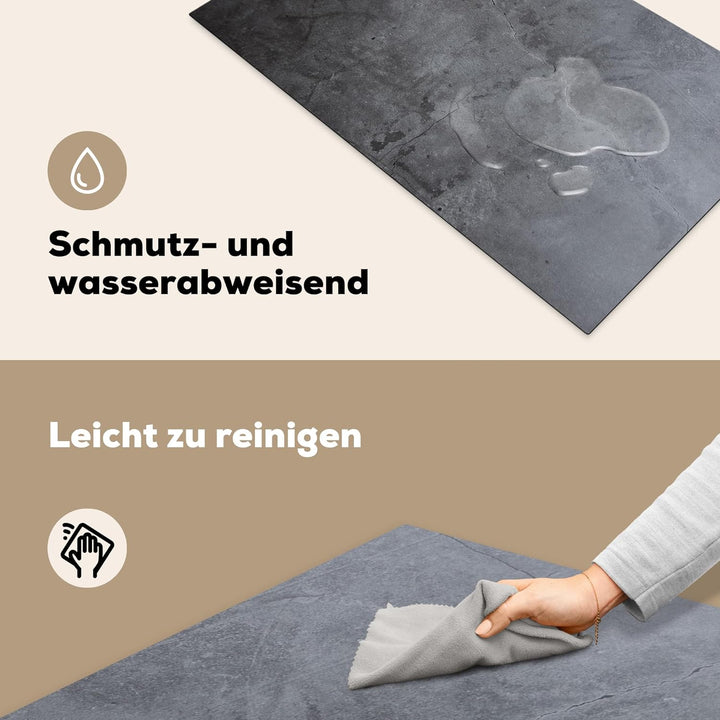 MuchoWow Herdabdeckplatte Ceranfeld Spritzschutz Küche Industriell - Beton - Grau - Schiefer - Retro