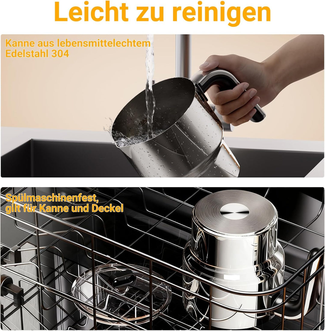Milchaufschäumer Elektrisch 6-in-1-800ml Automatischer Milchschäumer für Heisse & Kalte Schäume, Spü