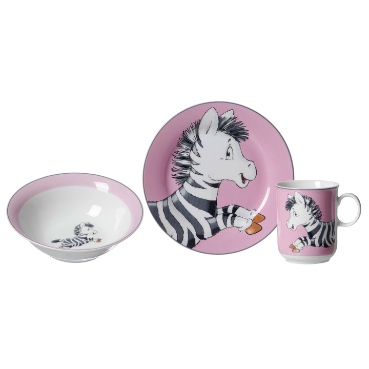 Flirt by R&B Kindergeschirr Happy Zoo Zebra, rosa, 3-teilig (1 Set)
