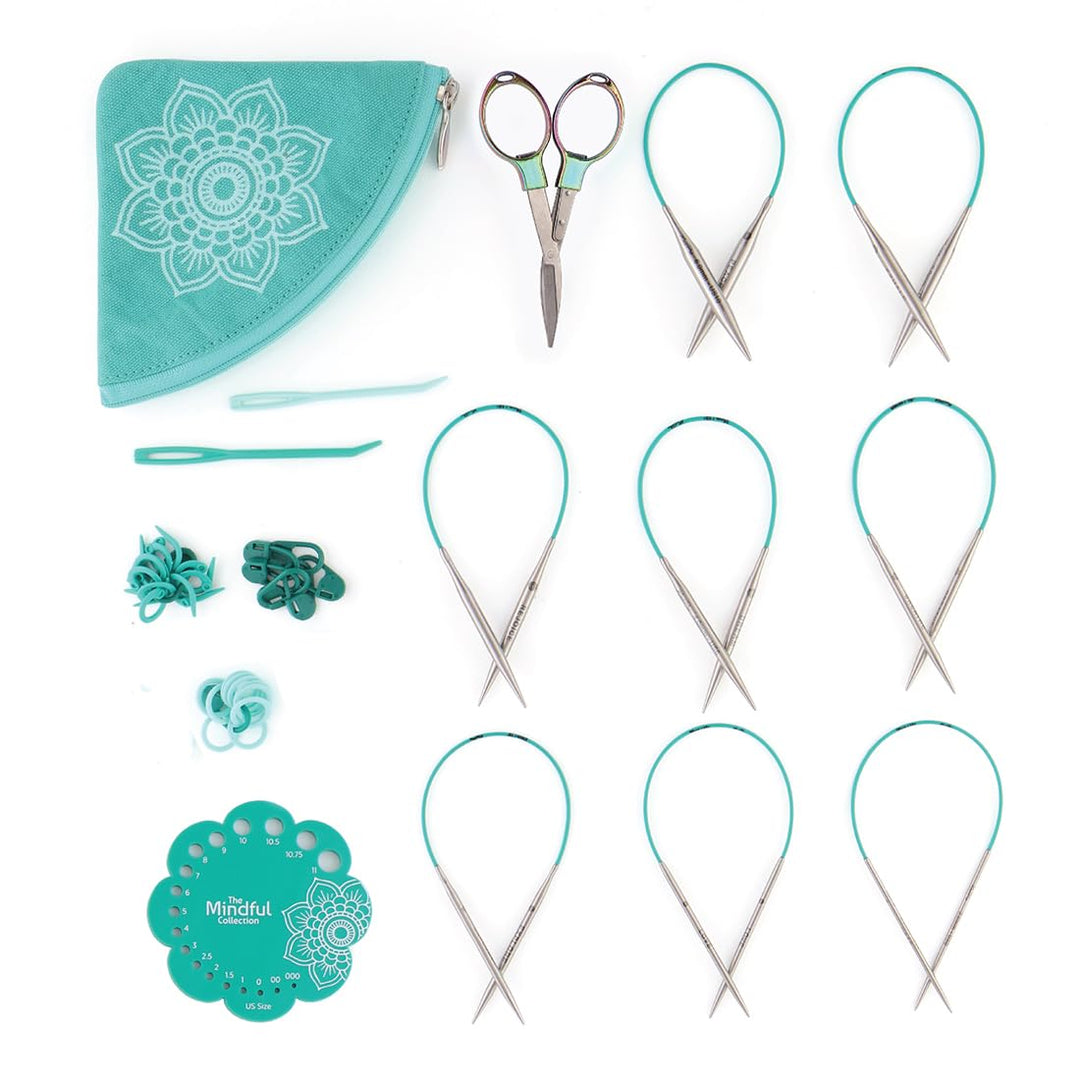KNITPRO – Explore (25 cm, 2–6, 00 mm) Rundstricknadel-Set 1 Set, K36320, Blau & Ecru, Einheitsgrösse