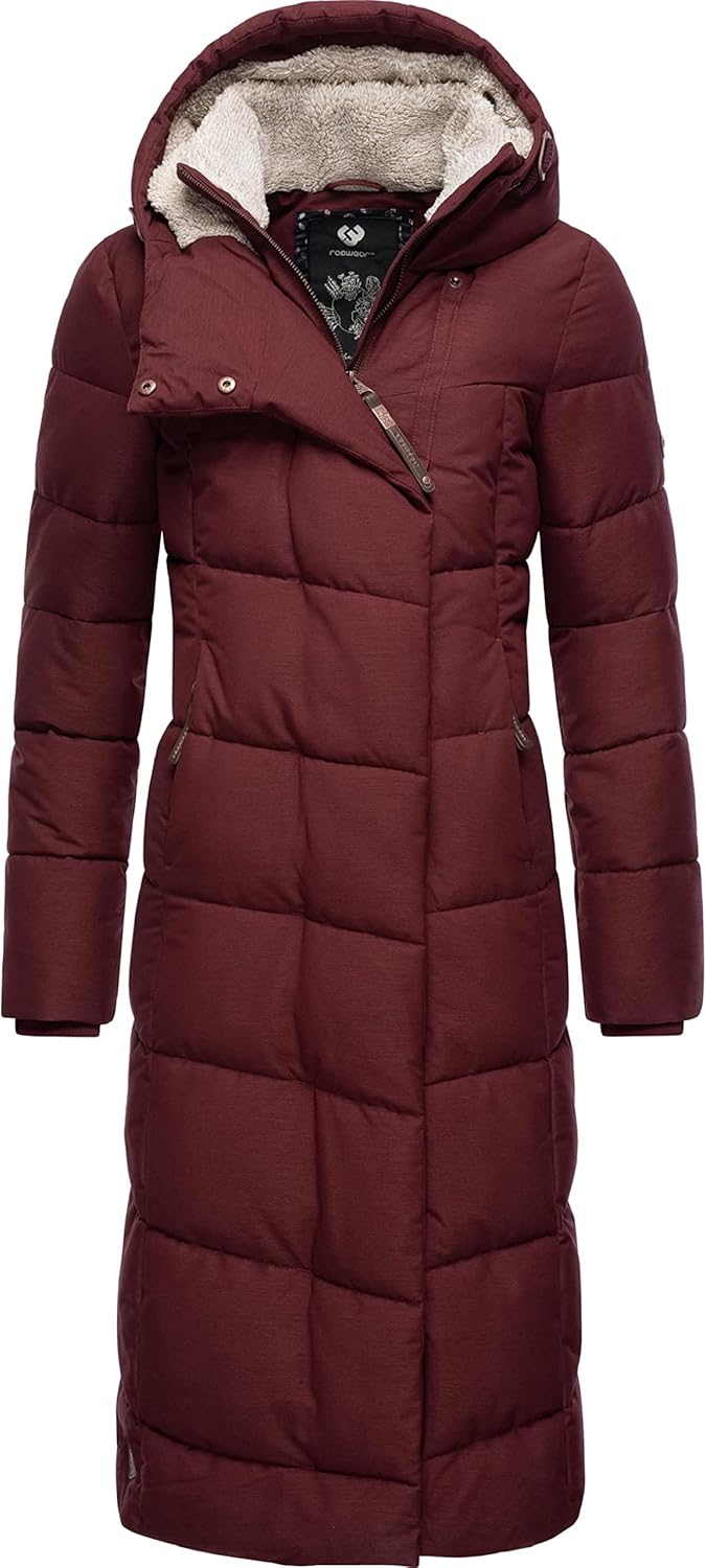 Ragwear Damen atmungsaktiver Wintermantel Warmer wasserdichter Steppmantel lang mit Kapuze Pavla Lon