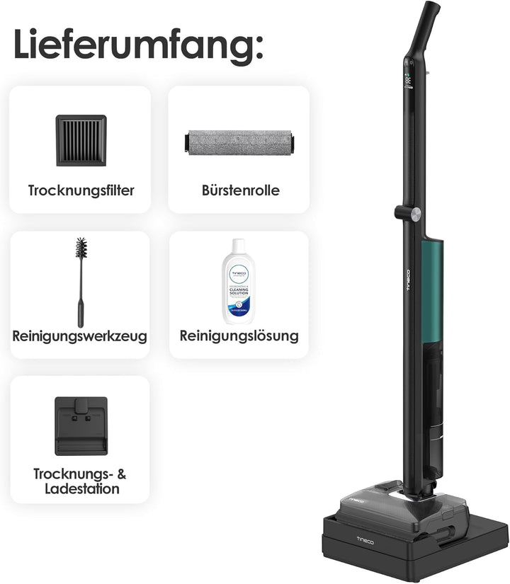 Tineco Floor One i7 Fold Nass-Trockensauger – 22000 Pa Saugkraft Anti-Haar-Verwicklung, 180° Faltbar