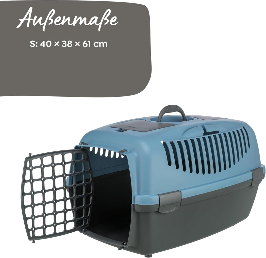 TRIXIE 39832 Transportbox Capri 3, S: 40 × 38 × 61 cm, dunkelgrau/blau dunkelgrau/pastellblau L 1 x