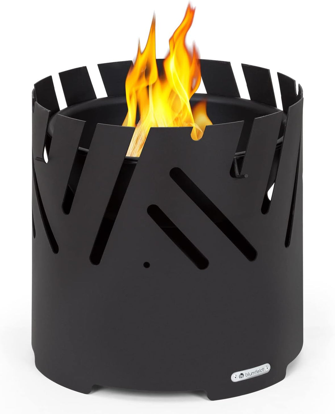 Blumfeldt Feuerschale mit Grillrost, Outdoor Stahl-Feuerschale Gross für Balkon & Camping, Mobile Fe