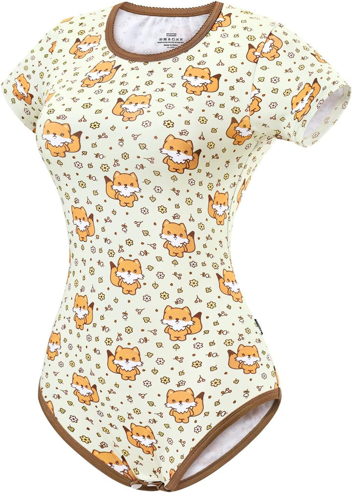 LittleForBig Baumwolle Strampler Onesie Pyjamas Bodysuit-Waldfuchs Strampler Braun XXL, Braun XXL