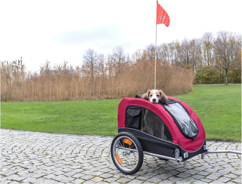 Trixie 12814 Fahrrad-Anhänger, M: 63 × 68 × 75/137 cm, schwarz/rot M