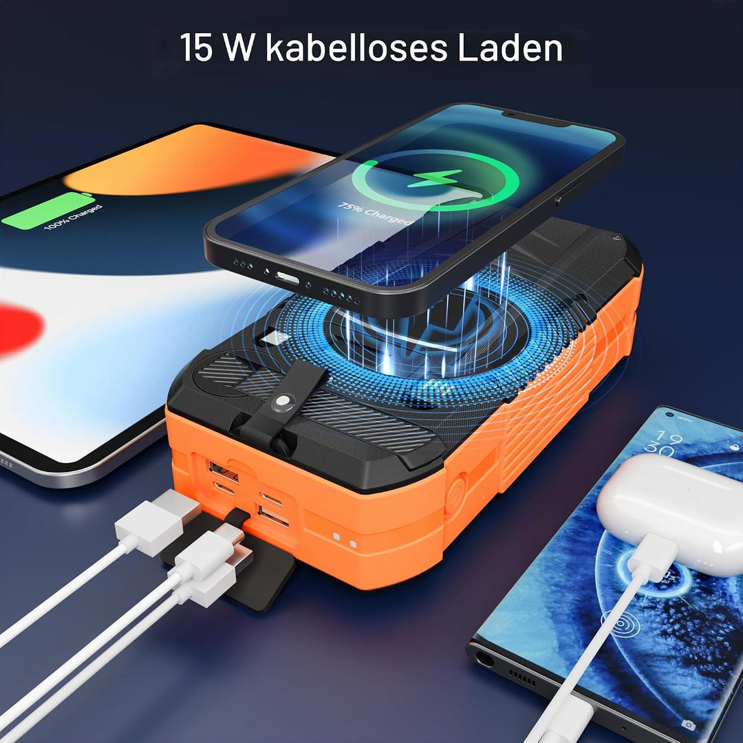 70000mAh Power Bank grosse Solar Powerbank 30W PD Wireless Externer Handyakku tragbares Ladegerät mi