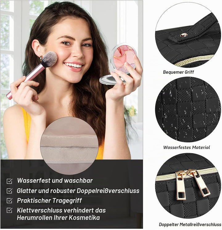Reise Kosmetiktasche Damen mit Grossem,Tragbare Reise Make Up Tasche,Wasserdichter Schminktasche kul