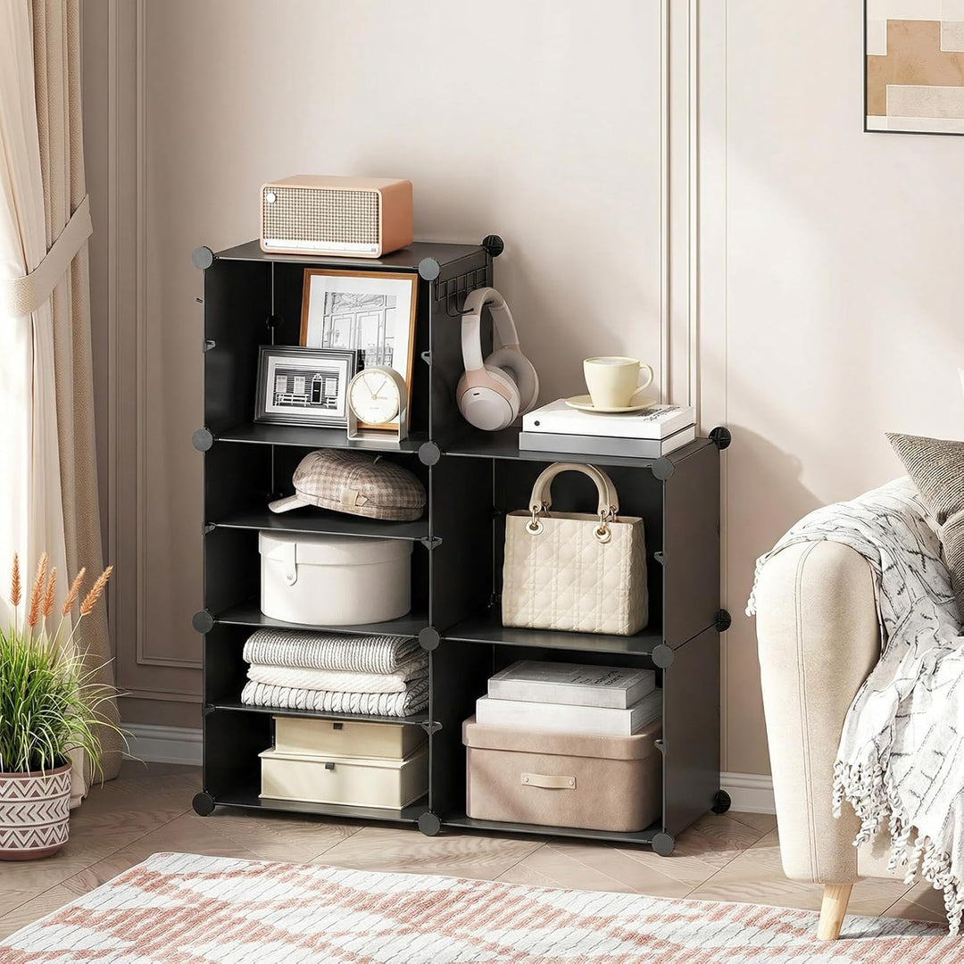 HOOBRO Schuhregal mit 10 Ebenen, Schmal Schuhschrank, Schuh-Organizer, mit Türen, Kunststoff, DIY St