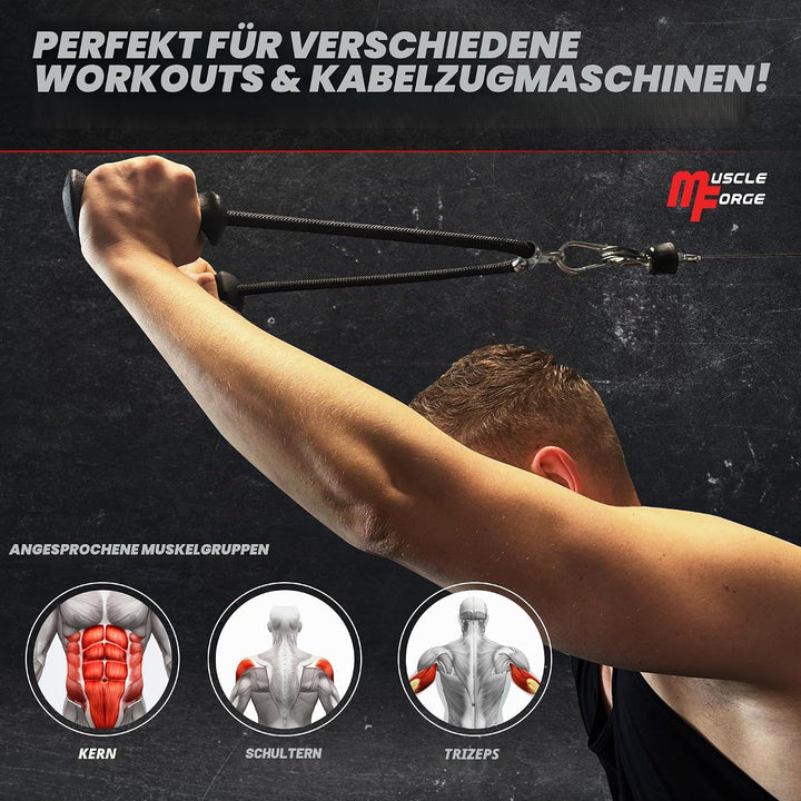 MuscleForge® Ergonomisches Trizepsseil, Trizepsgriff Seil für Latzug, Seilzug, Kraftstation, Griff f