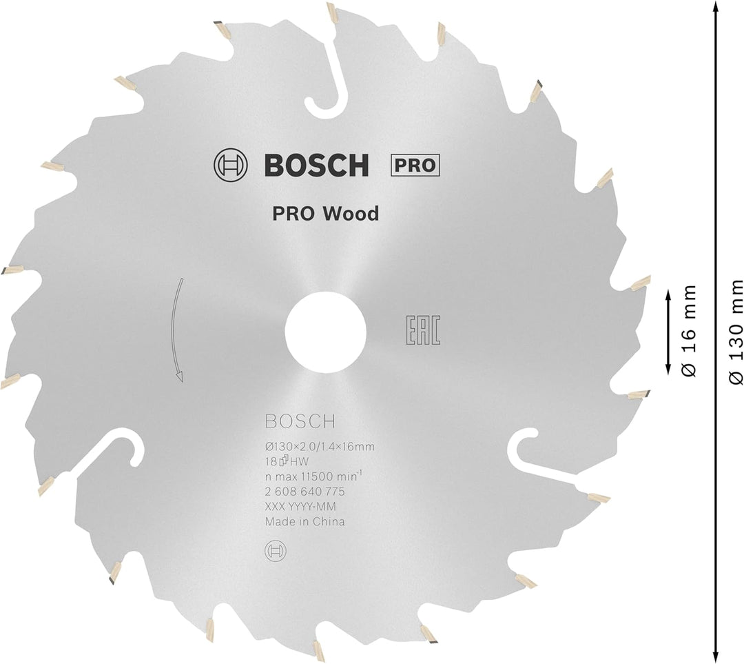 Bosch 1x PRO Wood Kreissägeblatt für Akku-Handkreissägen (für Weichholz, Hartholz, Ø mm, Professiona