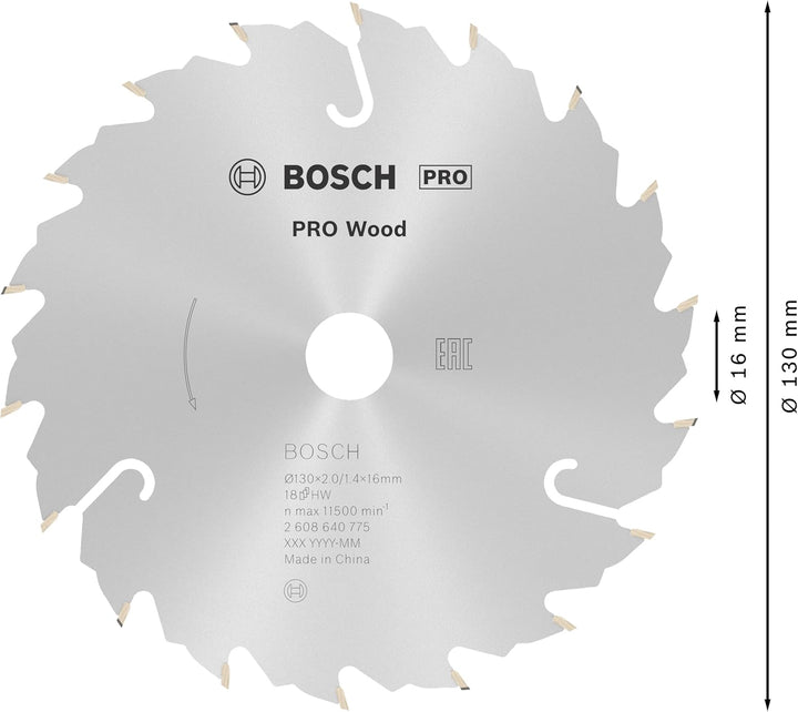 Bosch 1x PRO Wood Kreissägeblatt für Akku-Handkreissägen (für Weichholz, Hartholz, Ø mm, Professiona