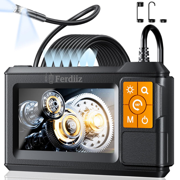 Endoskopkamera mit Licht Ferdiiz, 1080P HD Doppellinsen-Inspektionskamera mit 4,3-Zoll-IPS-Bildschir