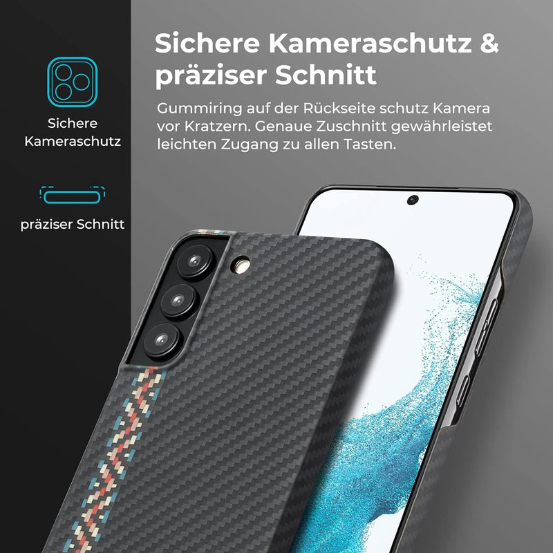 pitaka Magnetische Hülle für Samsung Galaxy S22+ 6,6 Zoll Ultradünne Handyhülle aus 1500D Aramidfase