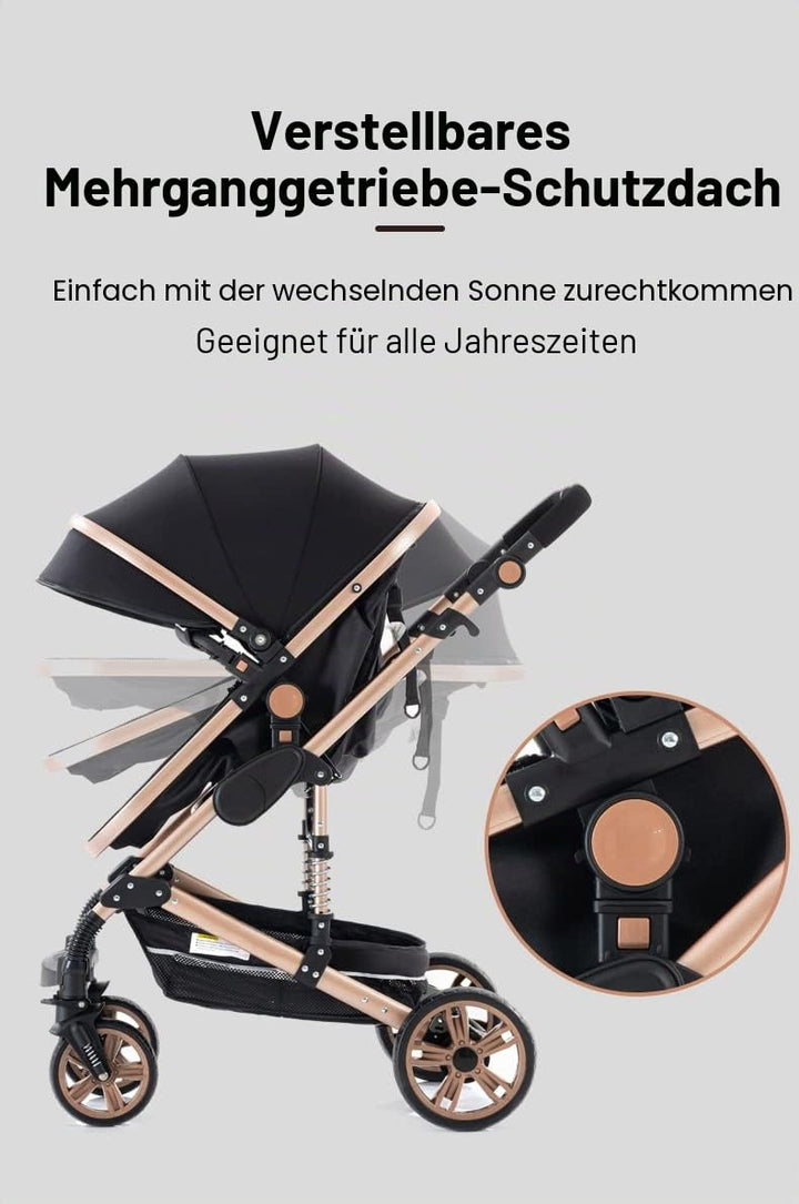 YAZOCO kinderwagen 3 in 1 Buggy Babybett Komplett Set Einem Klick Zusammenklappbarer Kinderwagen, Ko