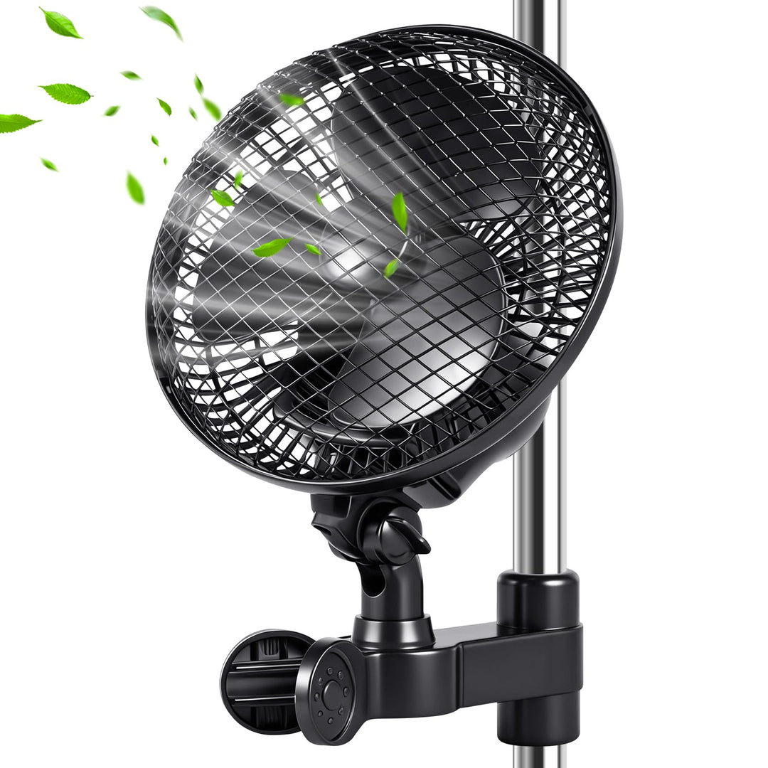 Grow Clip Ventilator, 900 m³/h starke Luftleistung, leise 32 dBA, 3 Geschwindigkeiten, 20W, 3 Timer-