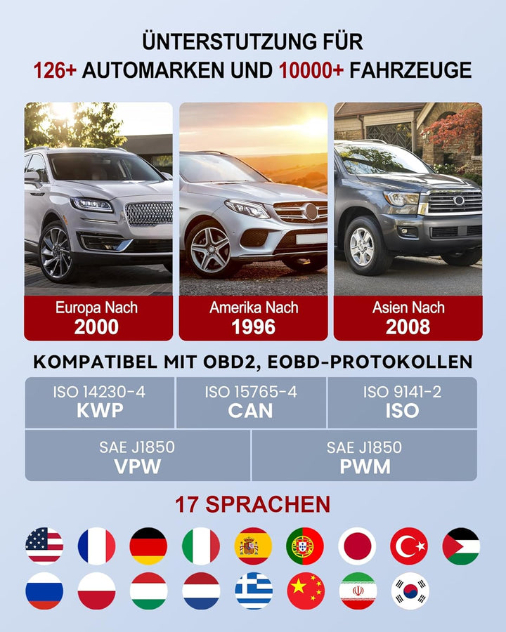 OBD2 Bluetooth Adapter für iOS & Android, ThinkDiag Mini OBD2 Diagnosegerät Mit Alle Systemdiagnosen
