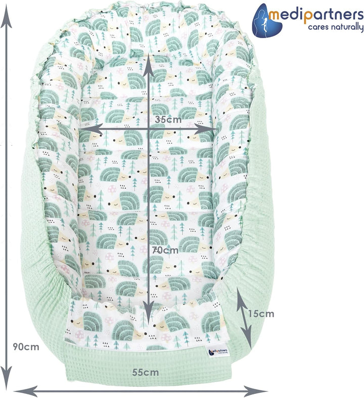 Medi Partners Babynest Kuschelnest Babynestchen 100% Baumwolle Waffle Nestchen Reisebett für Babys S