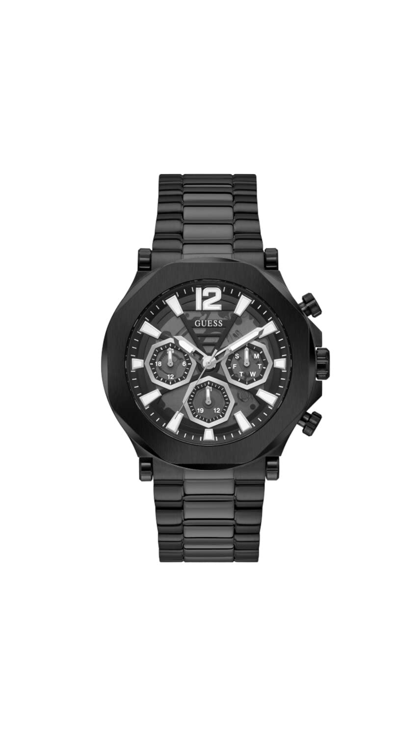 GUESS Schwarze Multifunktions-Armbanduhr, Schwarz
