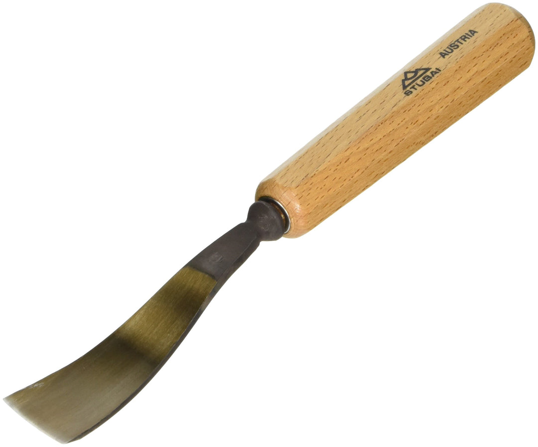 STUBAI Stemmeisen Stechbeitel Serie 52 - Form 12 | Gebogenes Flacheisen 25 mm, mit Holzgriff, zum Vo