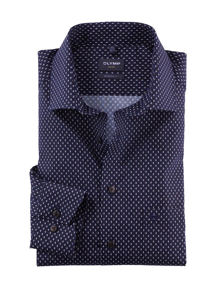 OLYMP Herren Businesshemd Langarm Luxor,Rotationsdruck,modern fit,Global Kent 37 Braun 28, 37 Braun