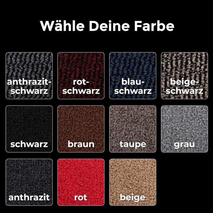 Jan Max Schmutzfangmatte - 8 Farben - Fussmatte mit 2900g/m2 PP Twisted Heatset Faser - 2,4l/m2 Feuc