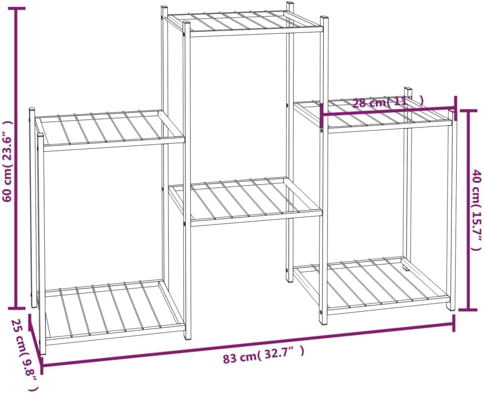 puraday 83x25x60 cm Pflanzenständer Balkon Blumenregal Outdoor Blumenständer Modern Blumenständer Me