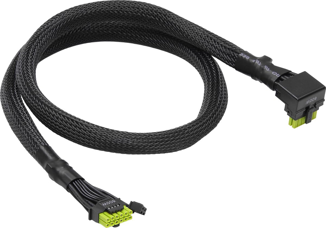 ASRock 12 V-2 x 6, 600 W Stromkabel, ATX 3.1 und PCIe 5.1, L-förmiger GPU-Stecker, 16 AWG HCS-Termin