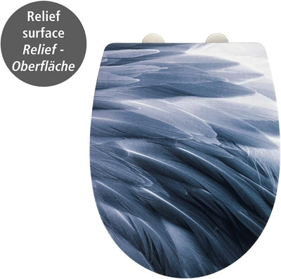 WENKO WC-Sitz Plumes mit Relief-Oberfläche, Toilettendeckel mit Absenkautomatik, aus bruchstabilem T