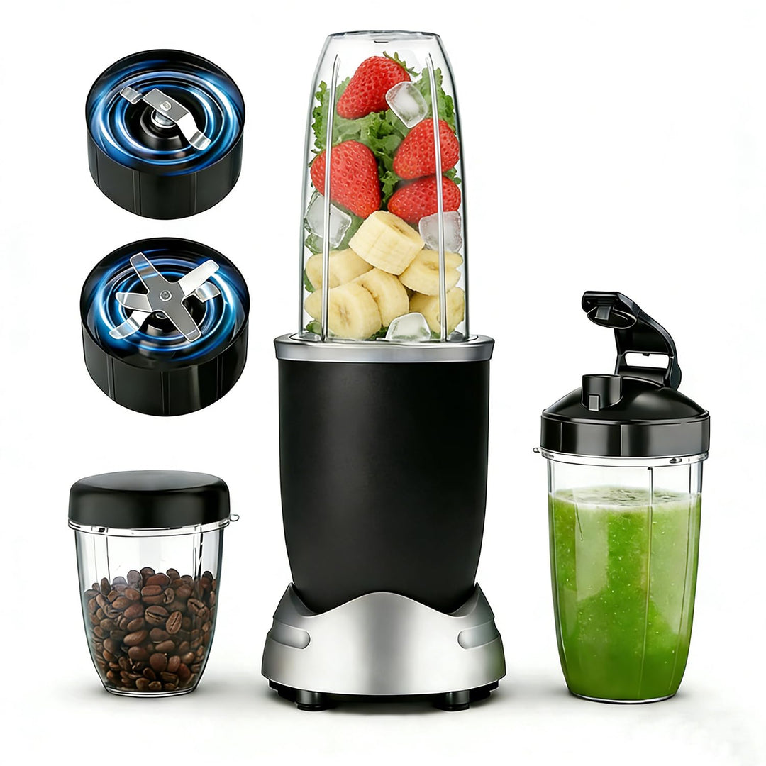 Teendow Mixer, 1200W Mini Smoothie Maker, Standmixer mit 3 Tragbare Mixbechern, 6 Klingen Edelstahlm