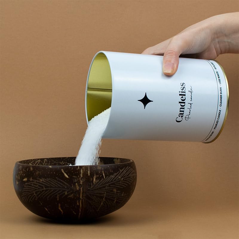 Kerzensand mit Docht Set in edler, weisser Metalldose. Kerzen sand perlenkerzen Pearled candle powde