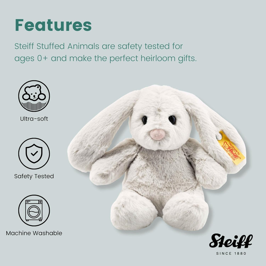 Steiff Hoppie Hase - 18 cm - Plüschhase mit Schlappohren - Kuscheltier für Kinder - Soft Cuddly Frie