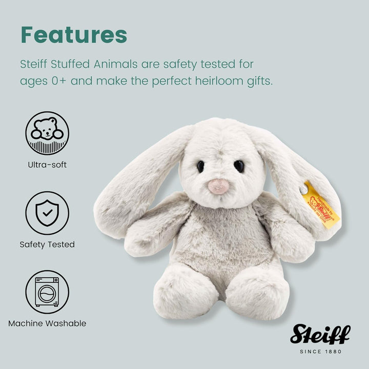 Steiff Hoppie Hase - 18 cm - Plüschhase mit Schlappohren - Kuscheltier für Kinder - Soft Cuddly Frie