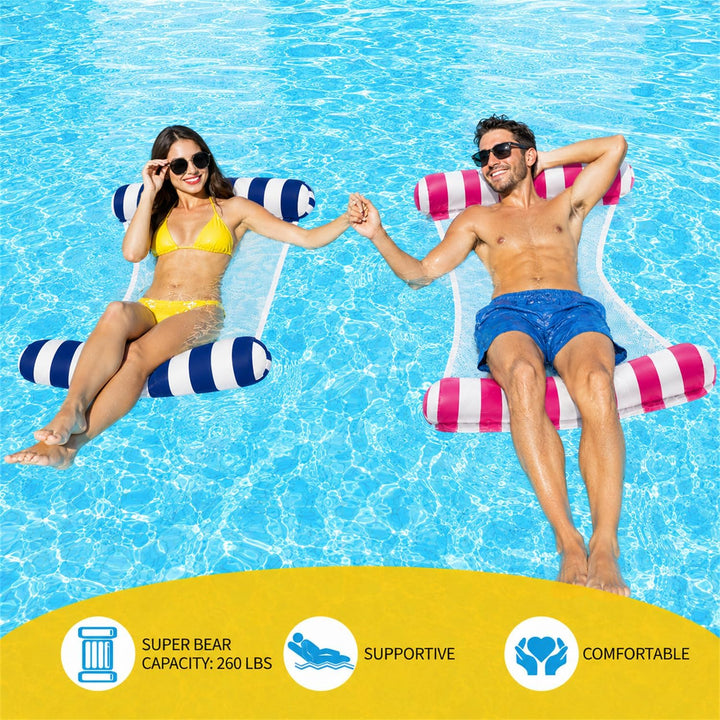 2er-Pack Luftmatratze Pool für Erwachsene, Premium Luftmatratze Wasser mit Handluftpumpe, 4-in-1 was