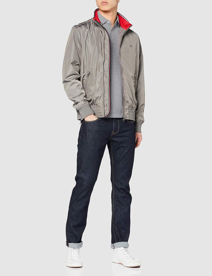 Tommy Hilfiger Herren Core Tommy Tipped Slim Polo Kurzarm Poloshirts L Grau (Medium Grey Heather), L