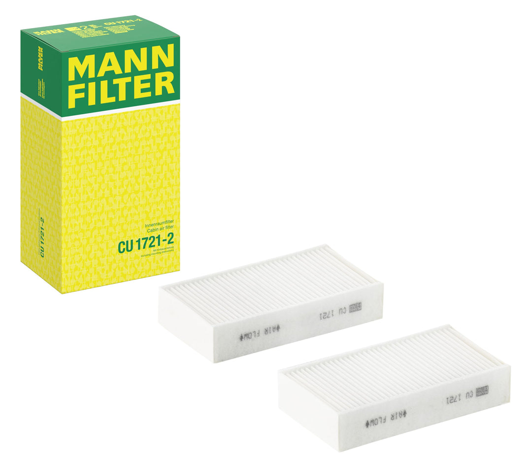 MANN-FILTER CU 1721-2 Innenraumfilter – Kabinenluftfilter Satz (2er Set) – Für PKW