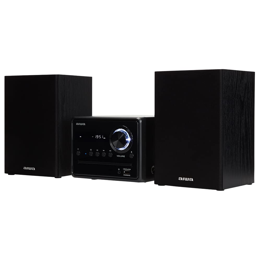 Aiwa MSBTU-300 Micro-HiFi-System mit Bluetooth, CD, USB, FM-Radio, Schwarz
