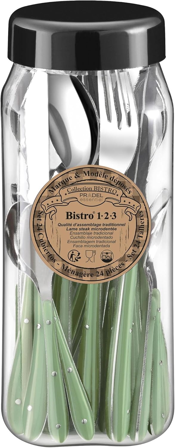 Amefa Besteck Bistro 1-2-3, Tafelbesteck für 6 Personen, 18/0 Edelstahl mit Kunststoffgriff in Trend