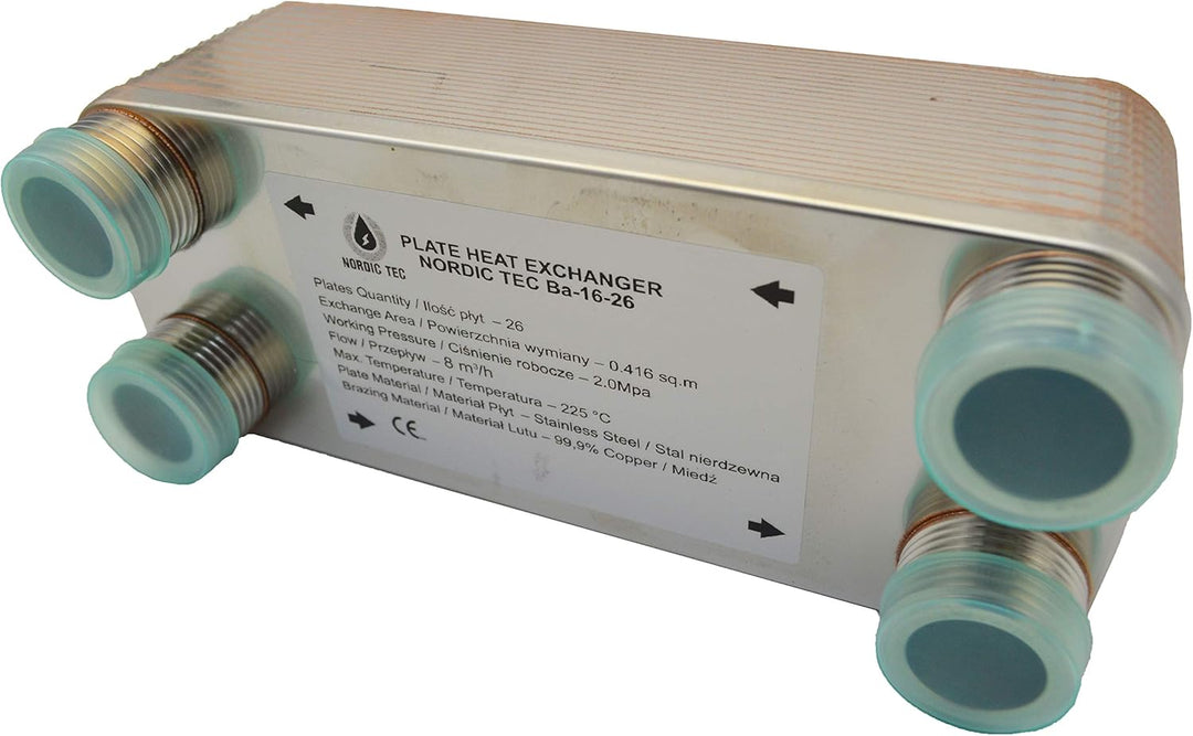 Edelstahl Plattenwärmetauscher Nordic Tec Ba-16-26 Plattenwärmeübertrager Wärmetauscher 26 Platten 1