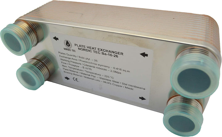 Edelstahl Plattenwärmetauscher Nordic Tec Ba-16-26 Plattenwärmeübertrager Wärmetauscher 26 Platten 1