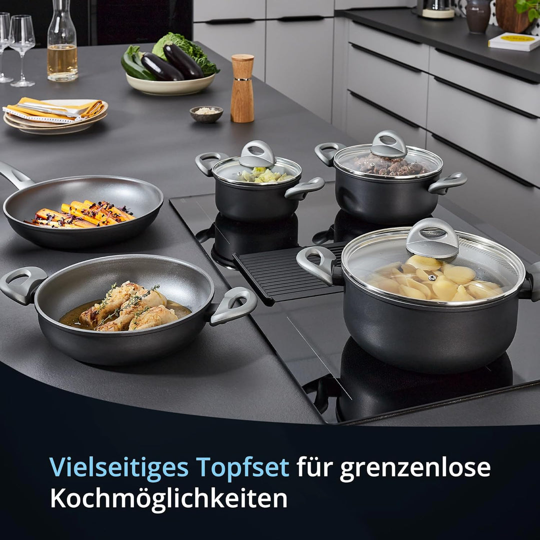 KHG Topf- und Pfannenset 5-teilig Induktion Antihaftbeschichtung Spülmaschinengeeignet - geschmiedet