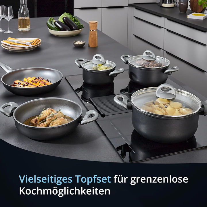 KHG Topf- und Pfannenset 5-teilig Induktion Antihaftbeschichtung Spülmaschinengeeignet - geschmiedet