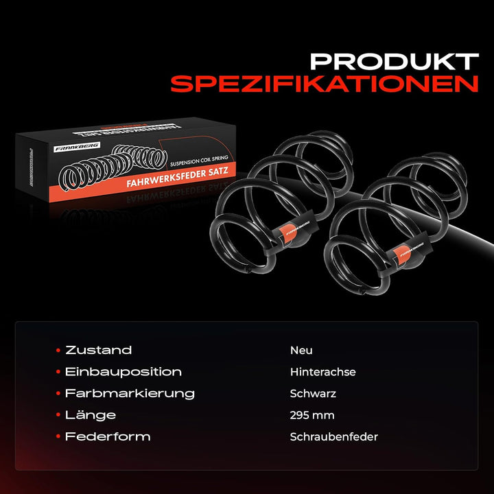 Frankberg 2x Federn Fahrwerksfeder Hinterachse Kompatibel mit W246 B180 B200 2011-2018 C117 CLA180 C
